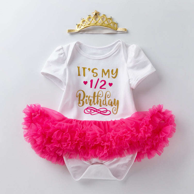 Cute Baby Girl Birthday Dress Outfit for 6 Months to 1-2 Years, Short Sleeve Romper for Toddlers, Fashionable and Comfortable Infant Dress