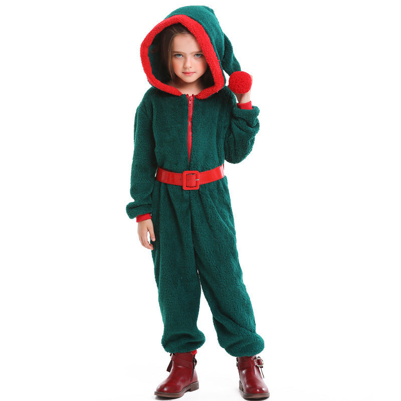 Fleece Adult and Kids Dark Green Family Christmas Costume Halloween Cosplay Christmas Tree Outfit