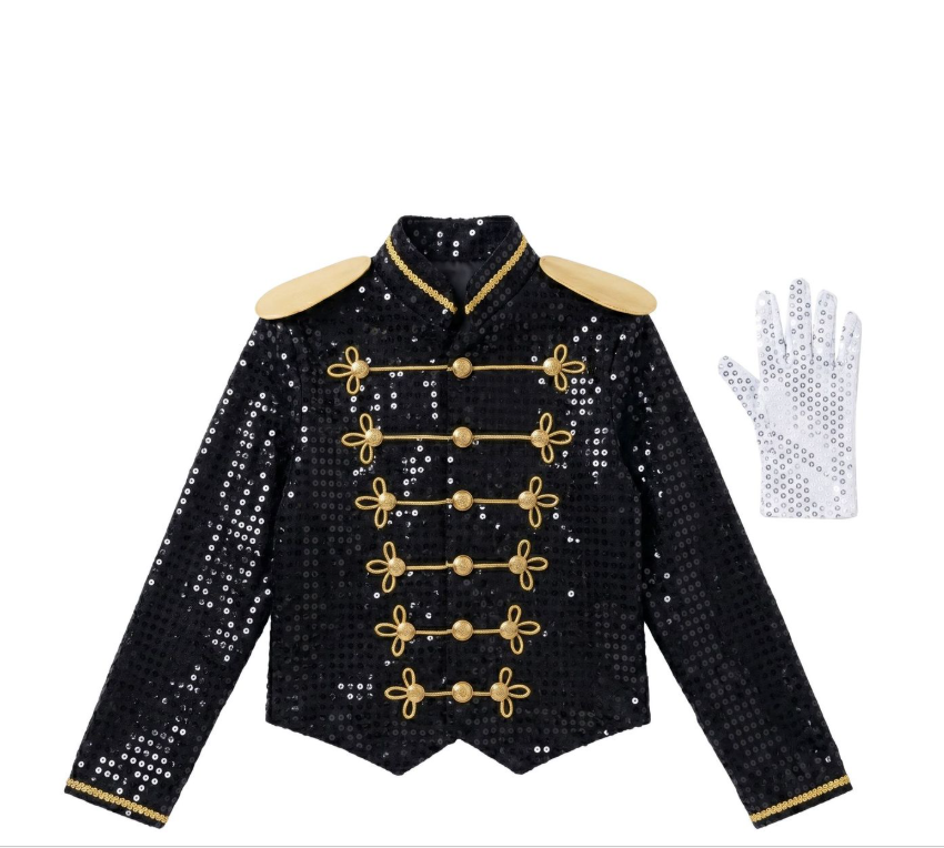 Halloween Kids MJ Sequin Performance Costume Jackson Cosplay Michael Jackson Tap Dance MJ Stage Performance Outfit