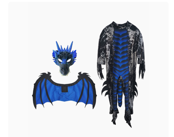 Halloween Performance Costume Devil Dinosaur Role Play Costume Kids Horror Stage Cosplay Outfit