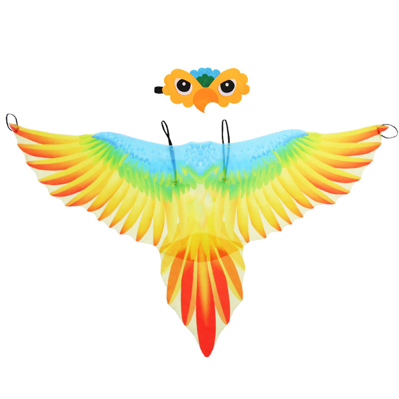 Halloween Kids Parrot Wings Cape Bird Headpiece Performance Prop Cosplay