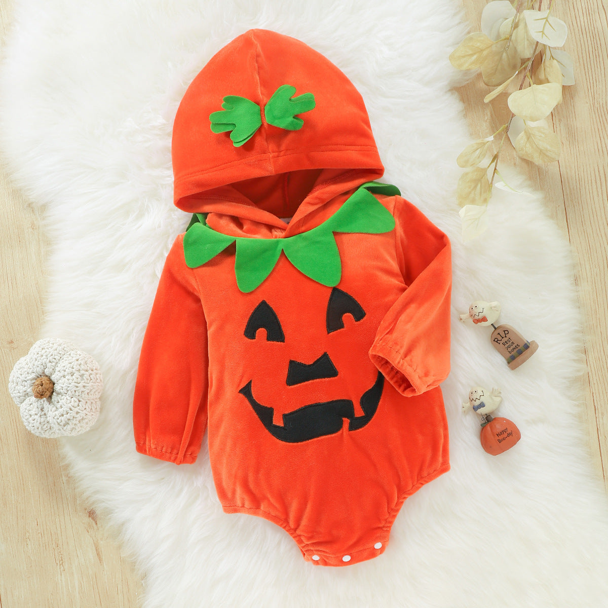 Halloween Devil Pumpkin Long Sleeve Onesie for Kids, Festival Costume Bodysuit
