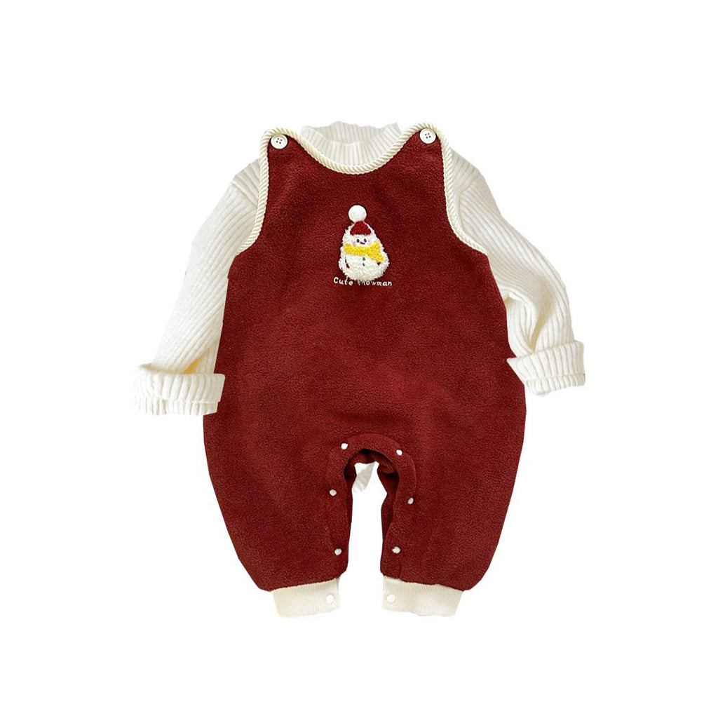 Boys Overalls with Long Sleeve Base Layer, Cartoon 3-Piece Set for Winter