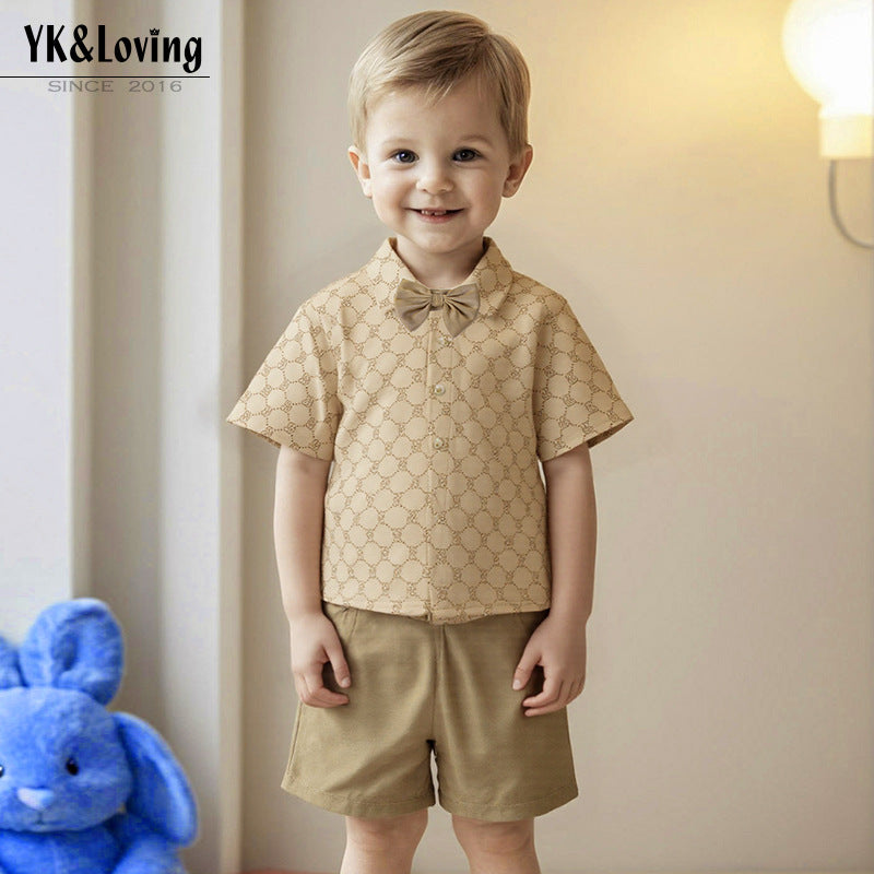 Gentleman's Outfit for Boys 2-6 Years Summer Casual Short Sleeve T-Shirt 3-Piece Set Kids Clothing