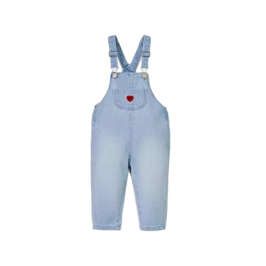 Kids' Denim Overalls & Stripe T-Shirt Options