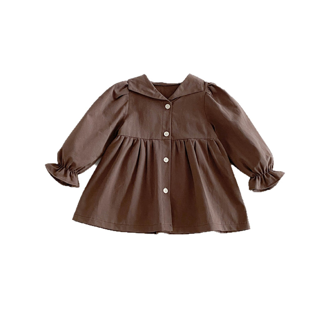 Girls' trench coat autumn outfit children's clothing for toddlers baby windproof long-sleeve top spring and autumn