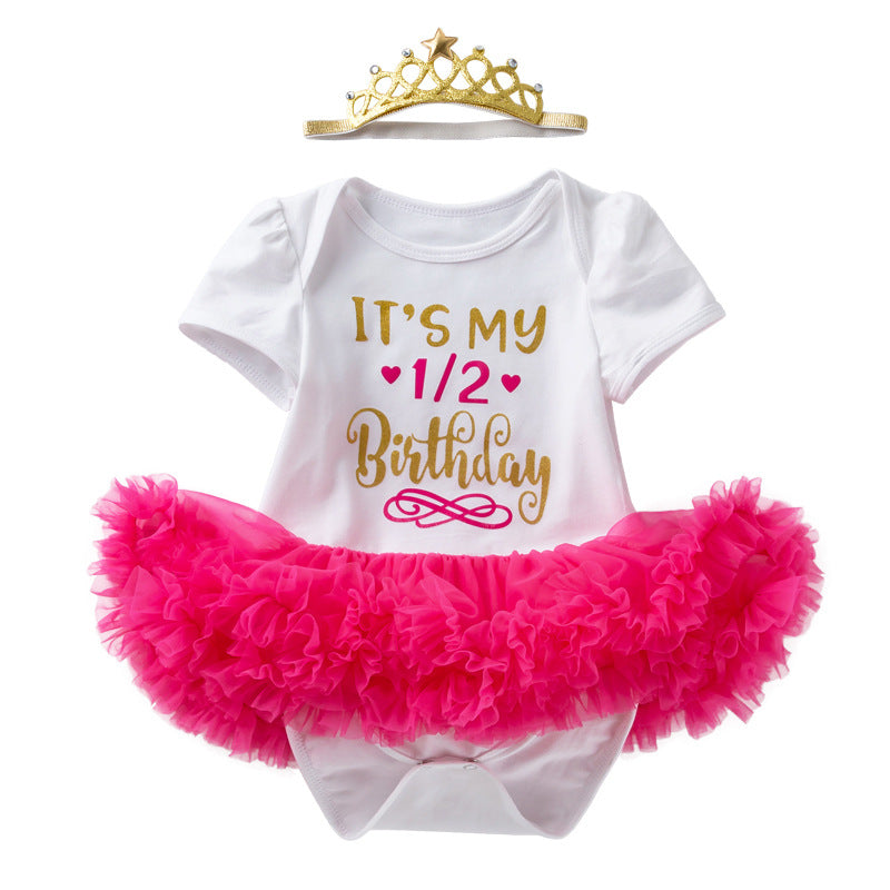 Cute Baby Girl Birthday Dress Outfit for 6 Months to 1-2 Years, Short Sleeve Romper for Toddlers, Fashionable and Comfortable Infant Dress