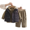 Boys'  Winter Fleece-Lined Three-Piece Set Thickened Vest Outfit