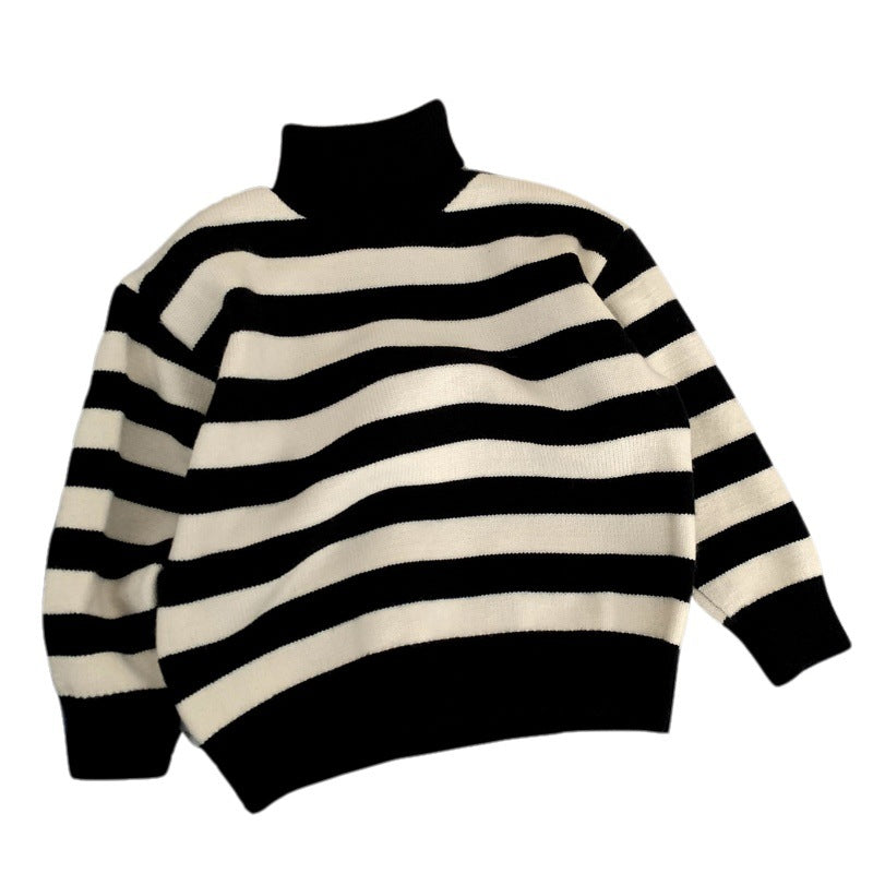 Boys' High-Neck Striped Sweater