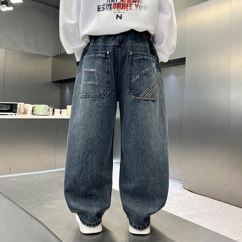 Boys' Casual  Straight-Leg Jeans - Relaxed Fit for Older Kids