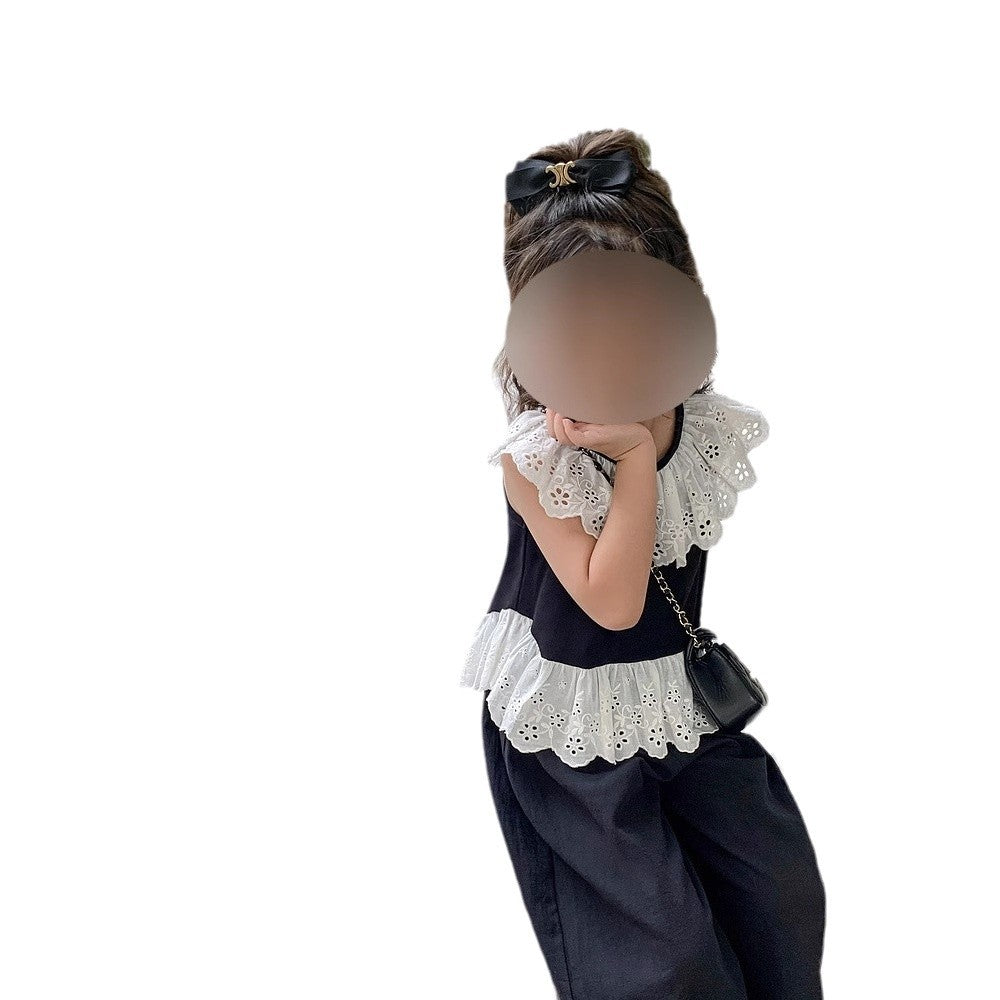 Girls' Lace Top & Pants Two-Piece Set