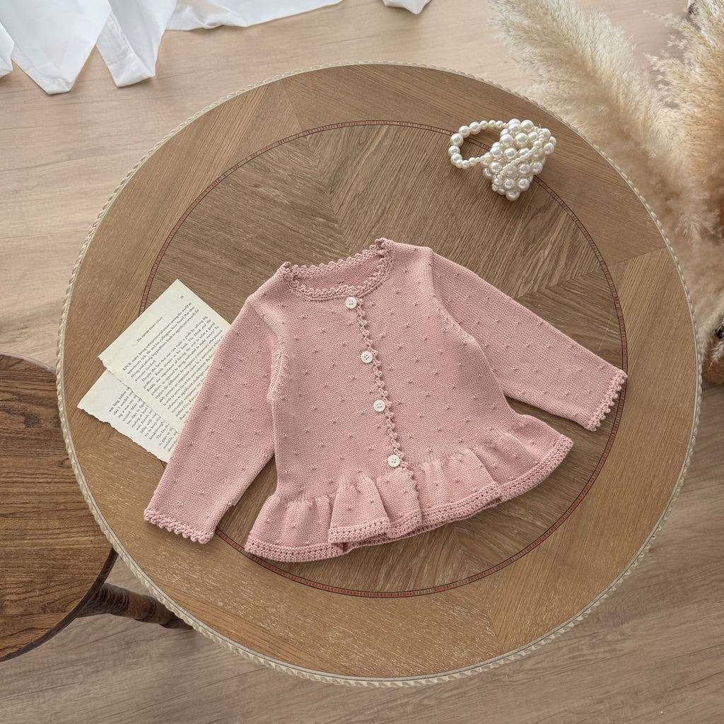 Children's Autumn Coat A-Class Pure Cotton 1-3 Years Old Kids Clothing Crew Neck Knit Dress Cardigan Spring