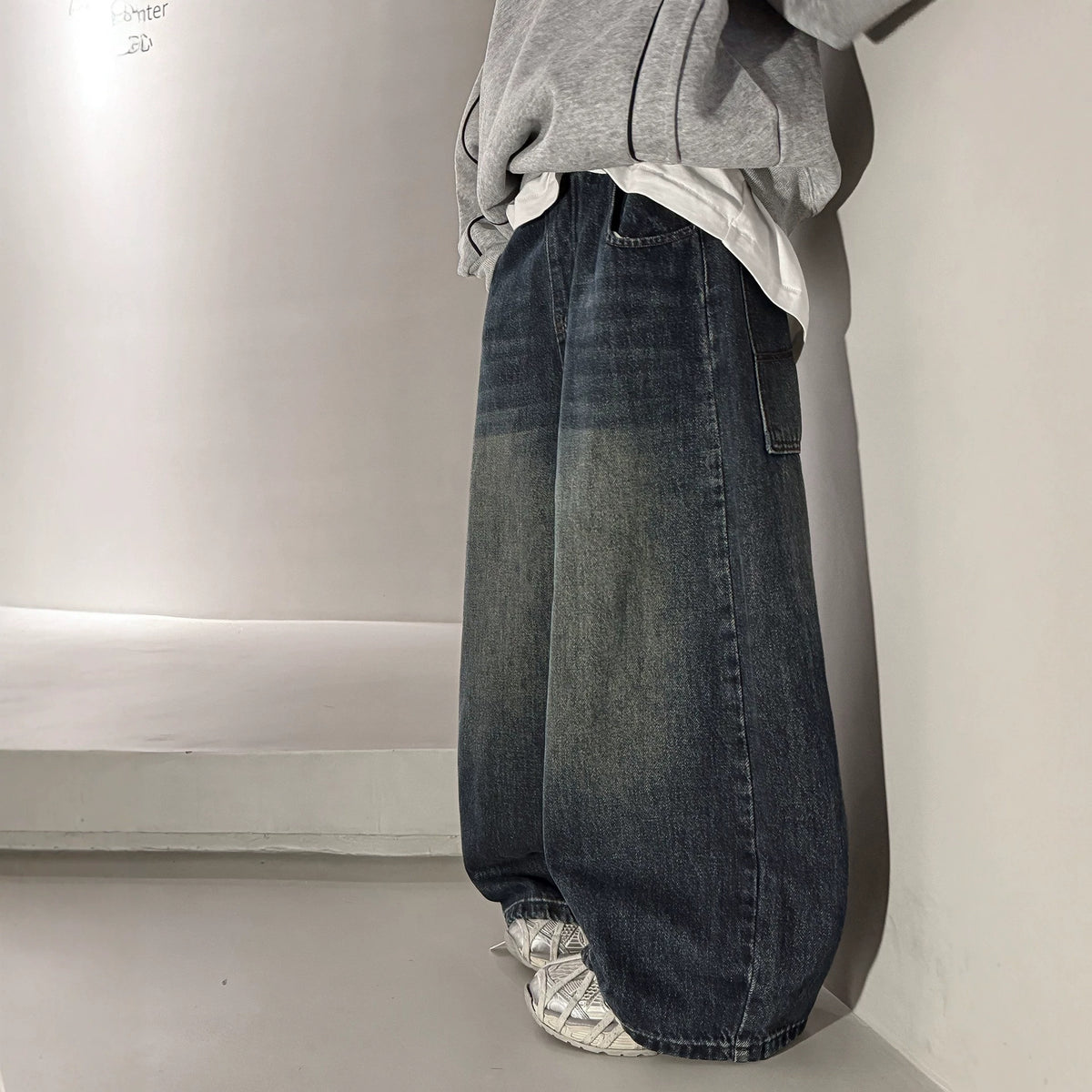 Boys' Loose Fit Straight Leg Denim Jeans with Patchwork Pockets