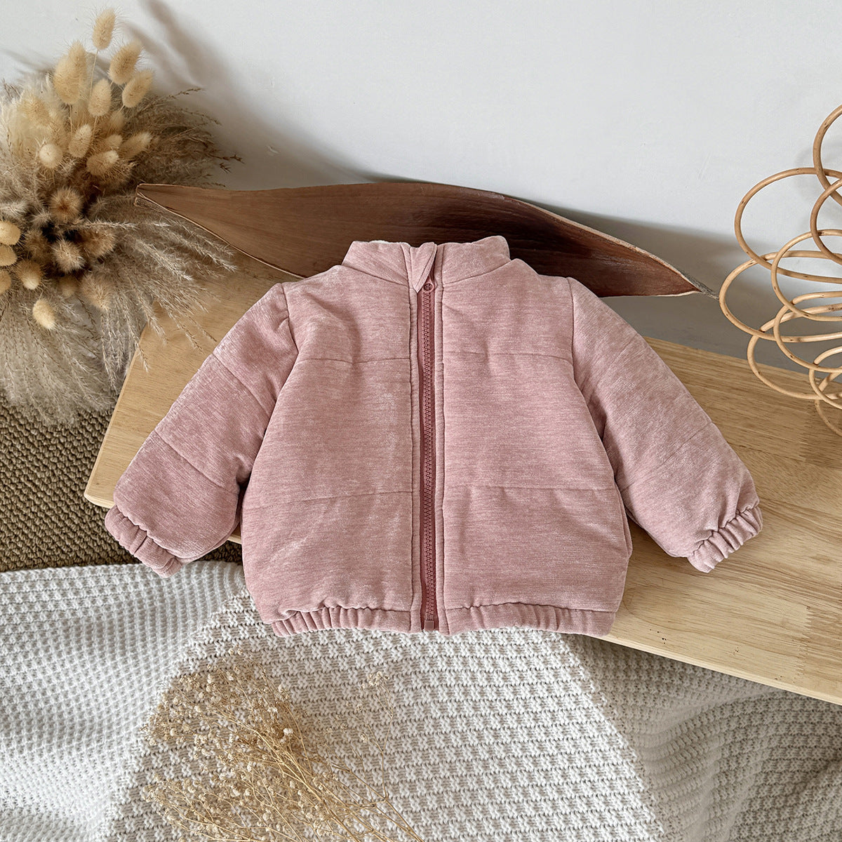 Pink cotton jacket for autumn and winter girls