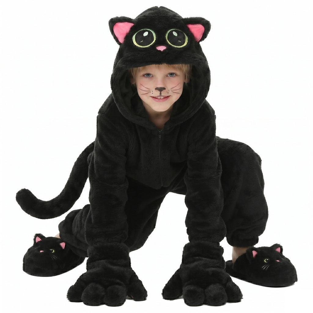 Children's Black Cat Costume Cosplay Outfit Halloween Stage Performance Wear Animal Themed Costume Kids Clothing Ready