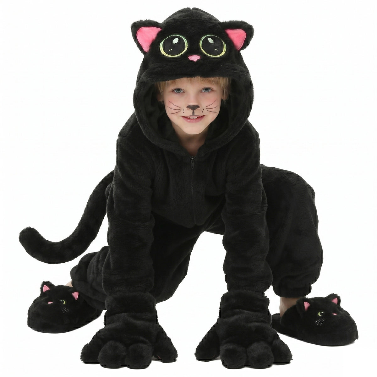 Children's Black Cat Costume Cosplay Outfit Halloween Stage Performance Wear Animal Themed Costume Kids Clothing Ready