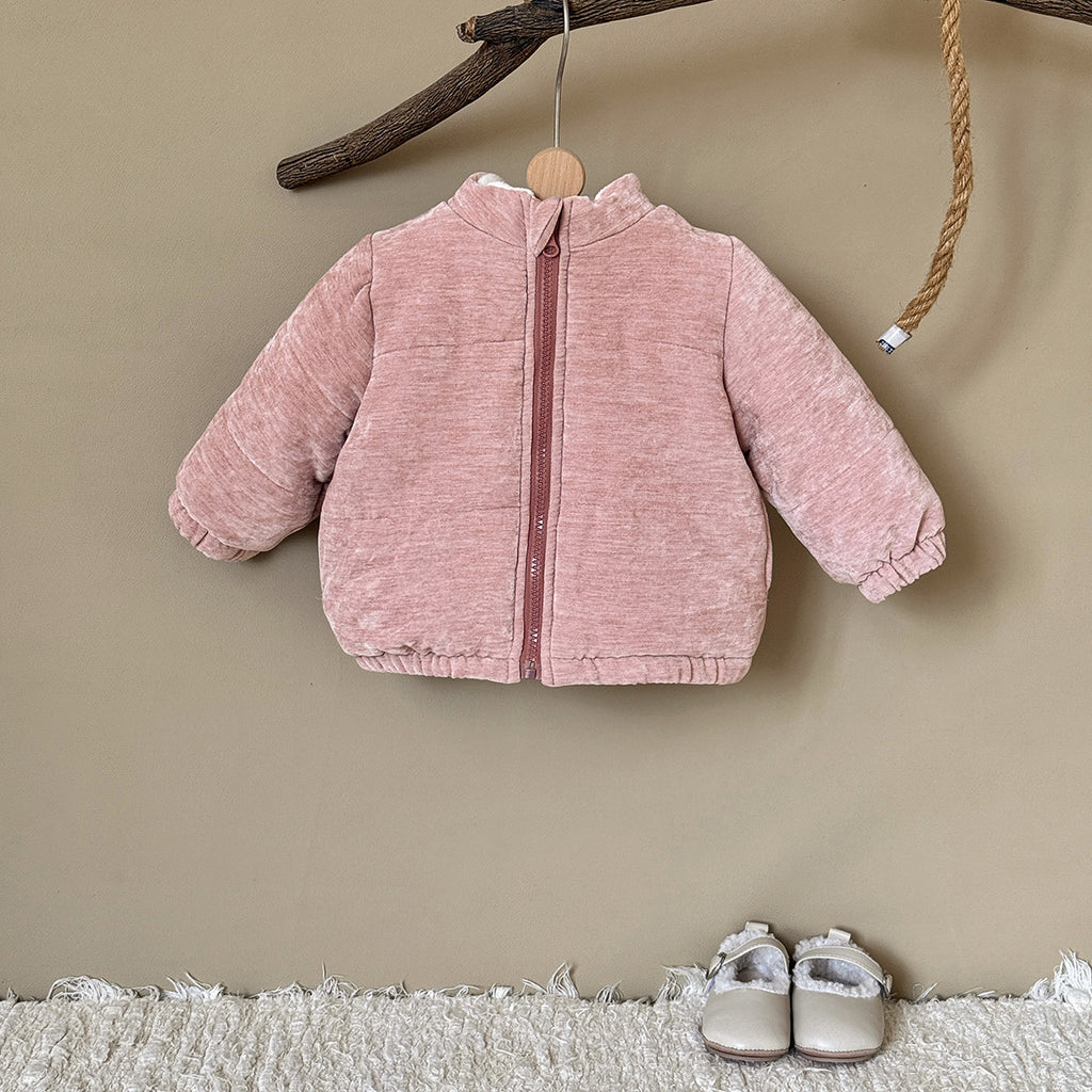 Pink cotton jacket for autumn and winter girls
