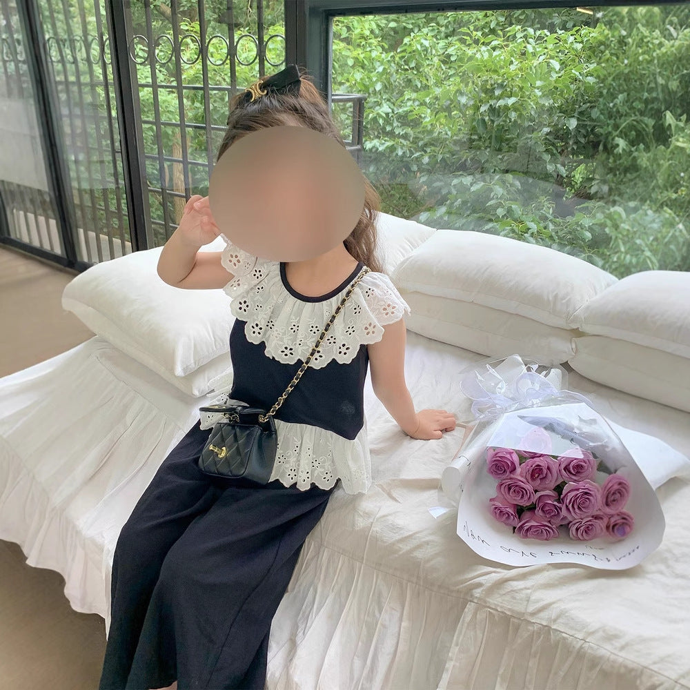 Girls' Lace Top & Pants Two-Piece Set