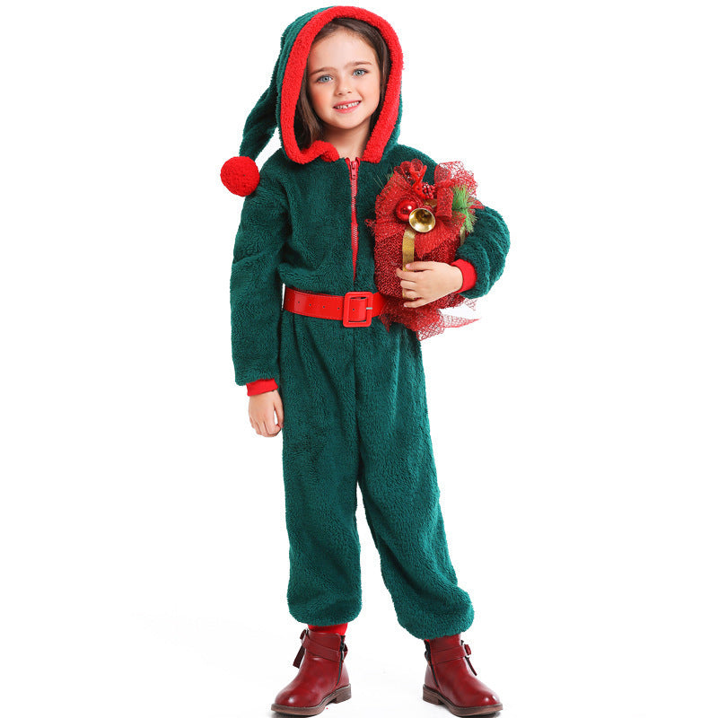 Fleece Adult and Kids Dark Green Family Christmas Costume Halloween Cosplay Christmas Tree Outfit