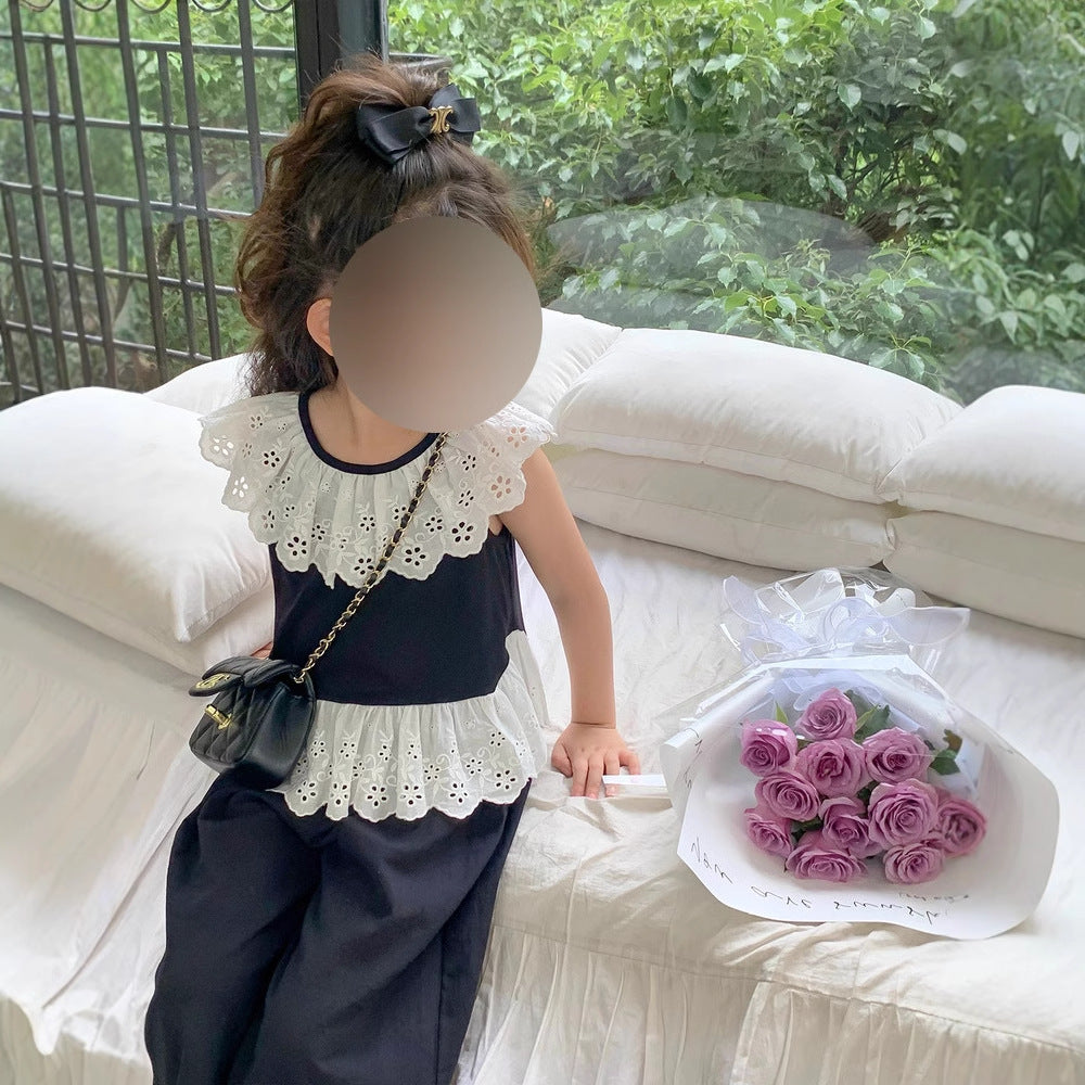 Girls' Lace Top & Pants Two-Piece Set