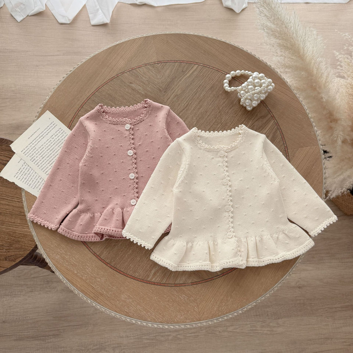 Children's Autumn Coat A-Class Pure Cotton 1-3 Years Old Kids Clothing Crew Neck Knit Dress Cardigan Spring