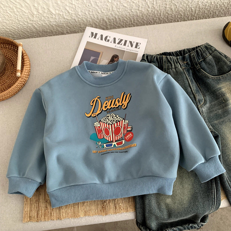 Children's winter one-piece velvet base shirt girls' winter top