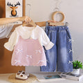 Three piece set of spring and autumn suspender sweater for girls' clothing