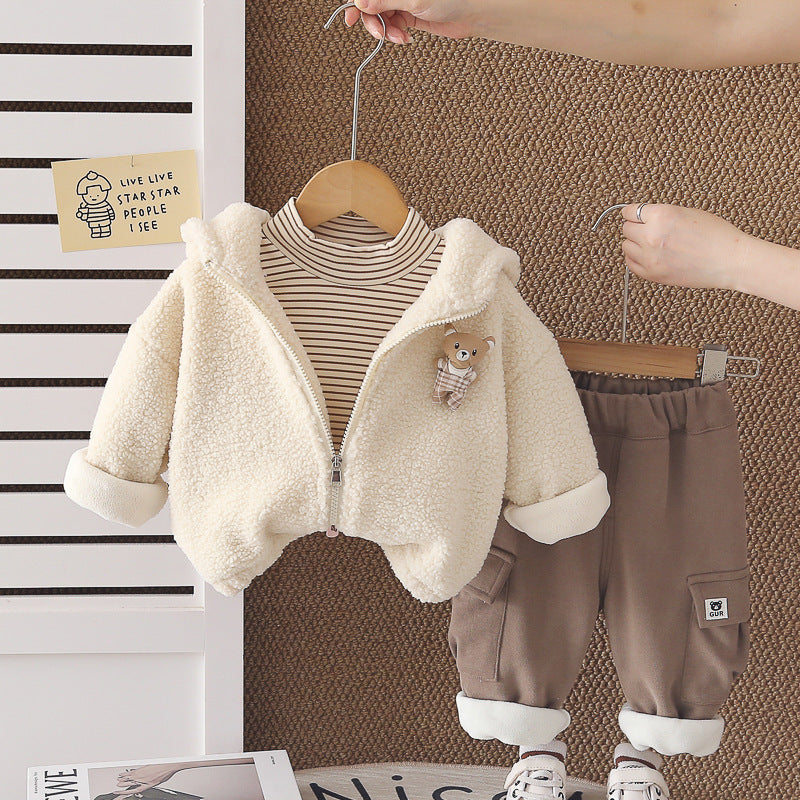 Boys' Striped Bear 3-Piece Winter Set
