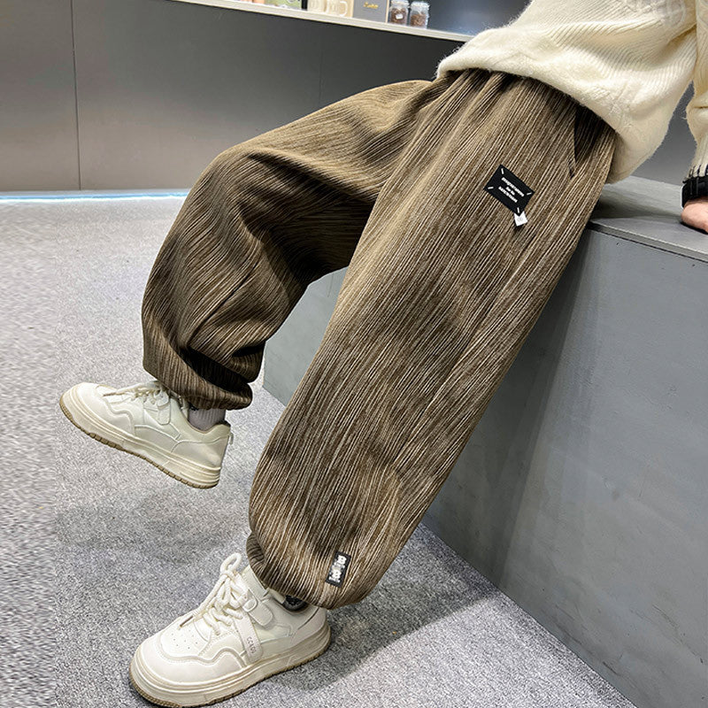 Boys' Casual Corduroy Pants, Stylish Autumn Winter Sports Trousers for Kids