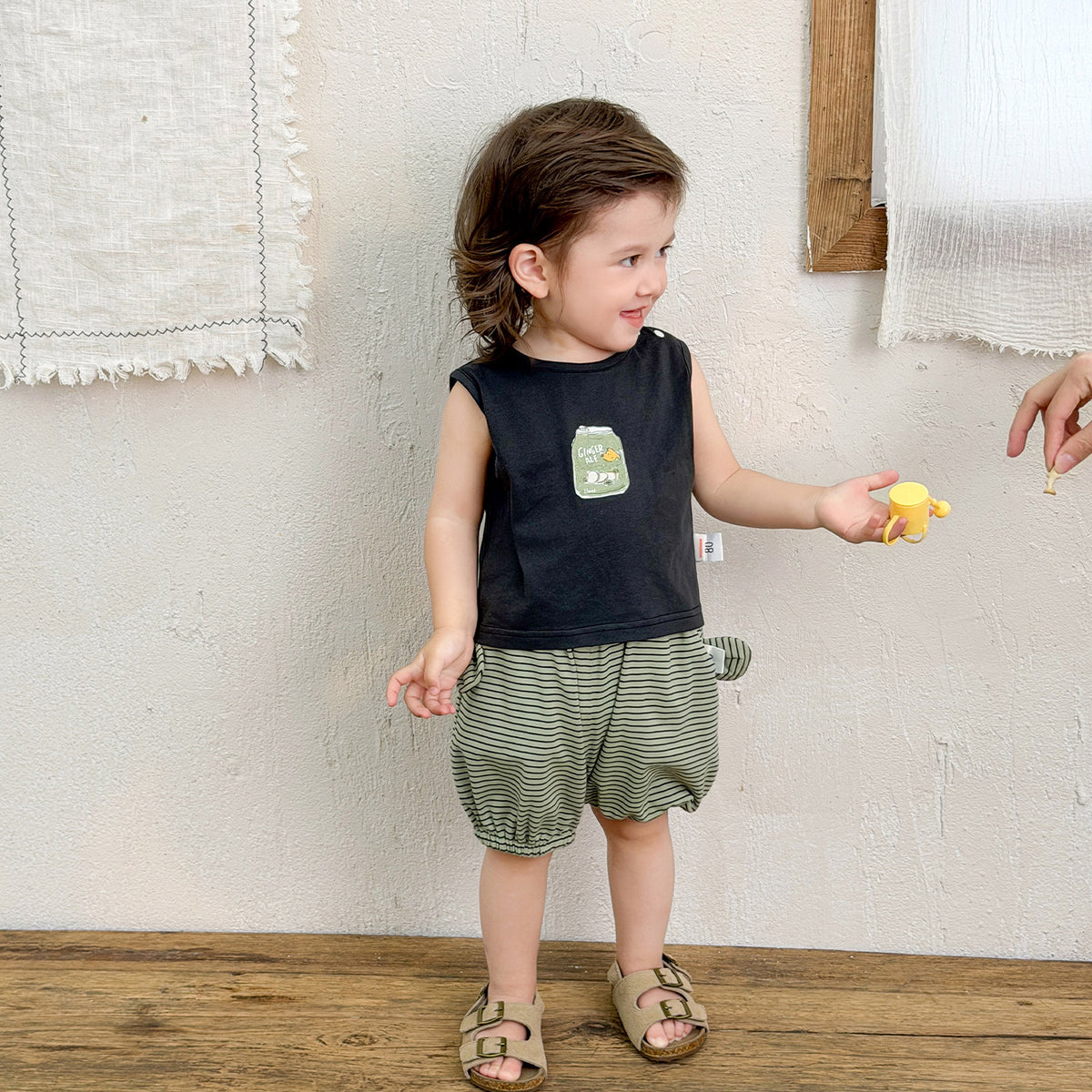 Cute Cartoon Printed Sleeveless Vest Set for Baby Boys Summer Outfit 1-3 Years Old Fashionable Clothing