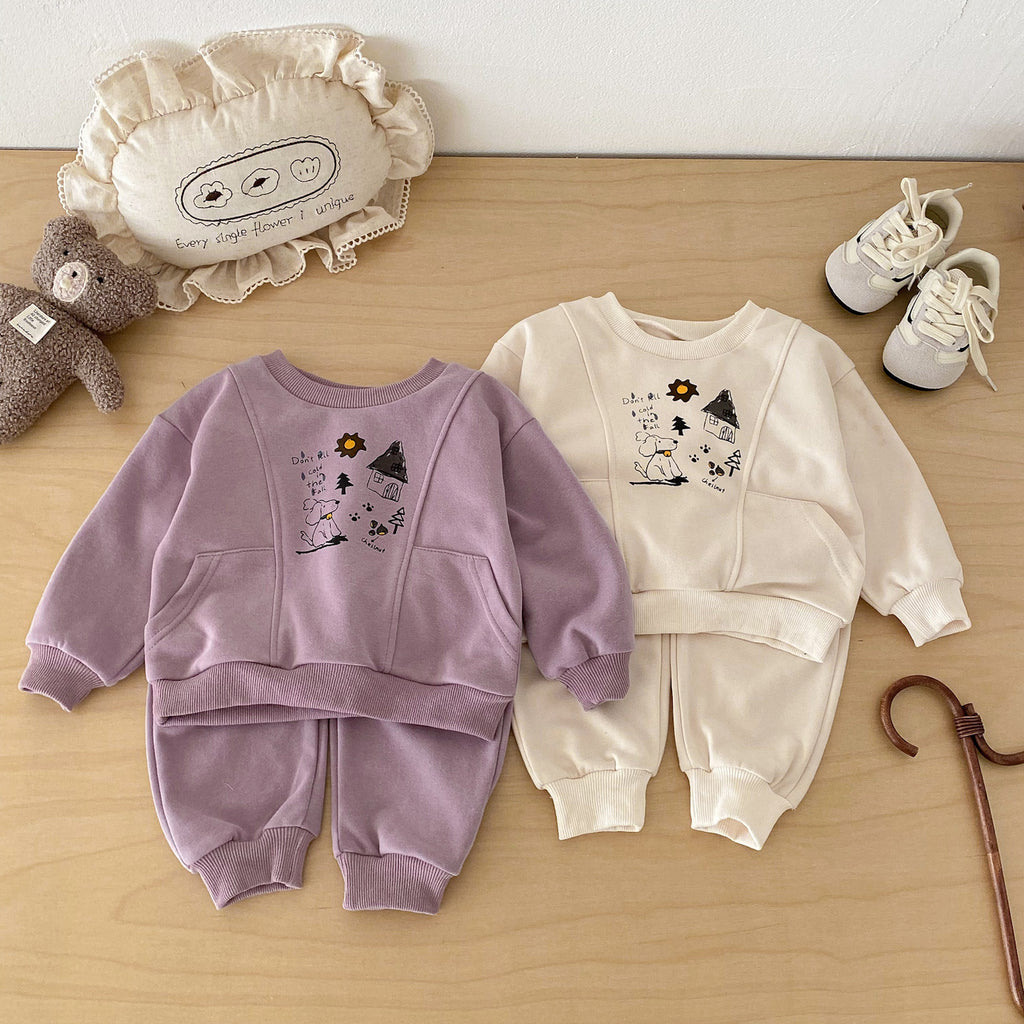 Cute Baby Girls' Outfit Set Autumn New Style Children's Hoodie and Pants Casual Fall Clothing for Toddlers