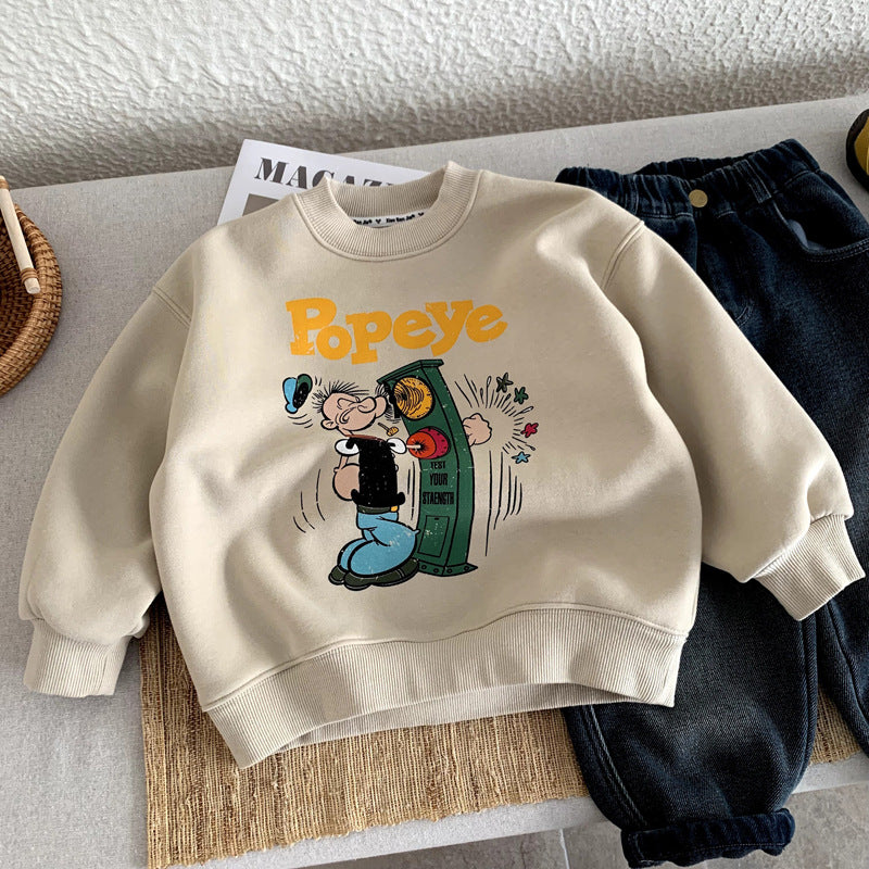 Girls' one-piece velvet thick winter top for small and medium-sized children