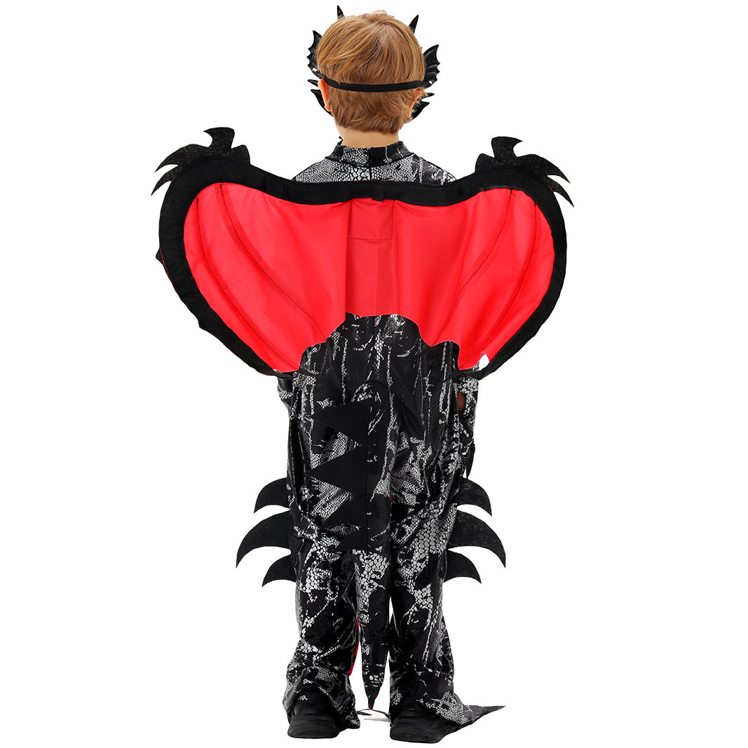 Halloween Performance Costume Devil Dinosaur Role Play Costume Kids Horror Stage Cosplay Outfit