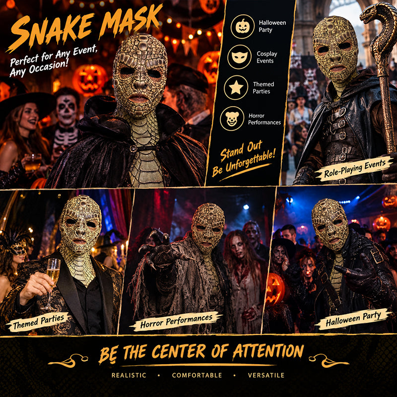 Lizard Man Basilisk Mask – Realistic Scaled Full Face Latex Reptile Headpiece, Unisex Adult Horror Costume