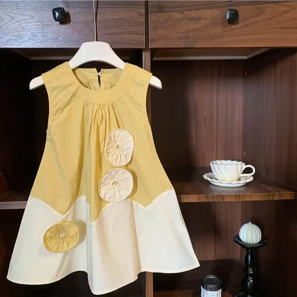 New Floral Decorated Sleeveless Dress for Kids Casual Dress for Girls, Stylish Children's Clothing