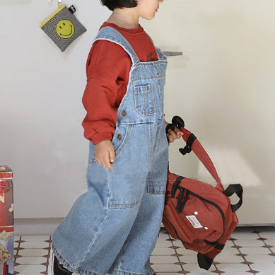 Children's autumn and winter denim overalls for boys