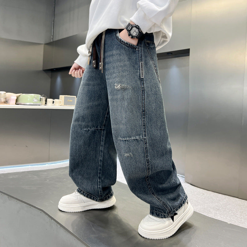 Boys' Casual  Straight-Leg Jeans - Relaxed Fit for Older Kids