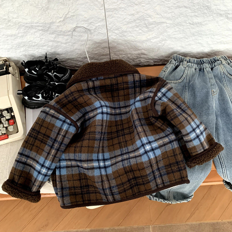 Boys' Fleece-Lined Plaid Jacket