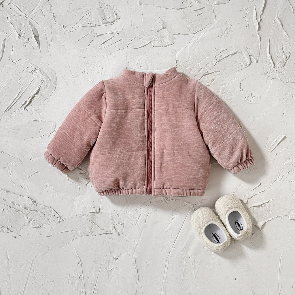Pink cotton jacket for autumn and winter girls
