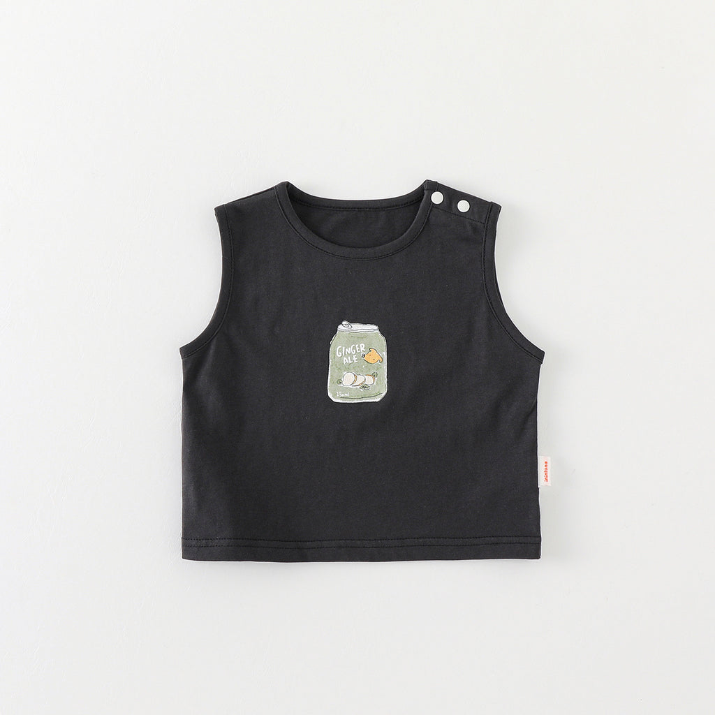 Cute Cartoon Printed Sleeveless Vest Set for Baby Boys Summer Outfit 1-3 Years Old Fashionable Clothing