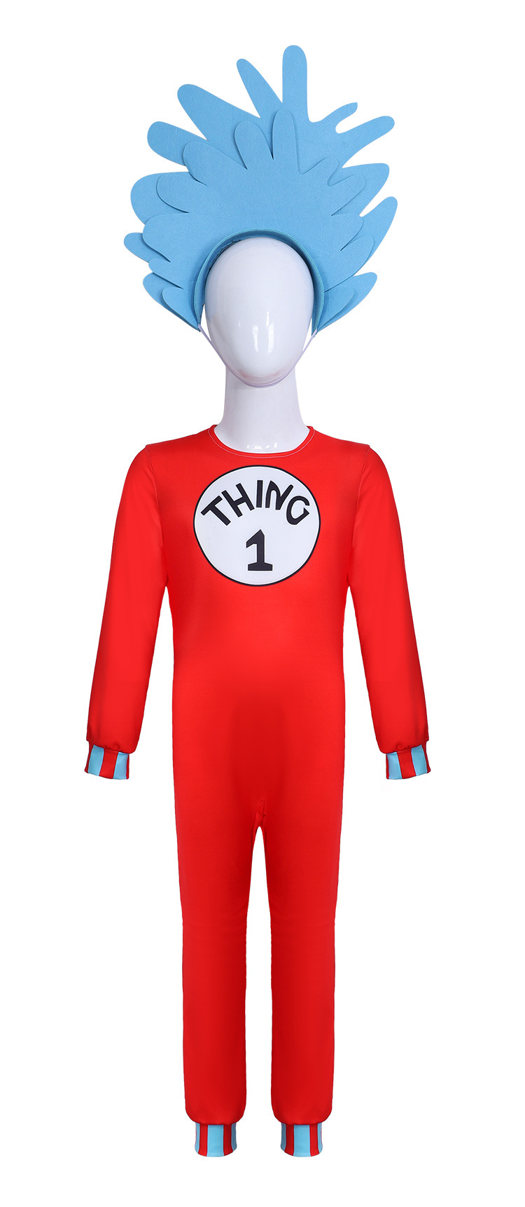 Halloween Dr. Seuss Kids Cosplay Costume Cat in the Hat Thing 1 Thing 2 Red Jumpsuit
