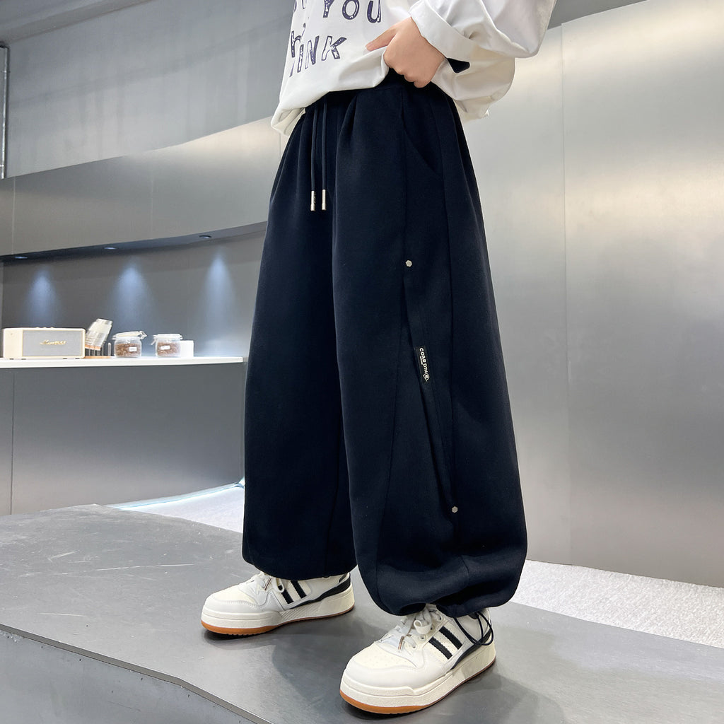 Boys Casual Sweatpants Loose Fit Knitted Trousers for Older Kids Autumn Winter Athletic Joggers