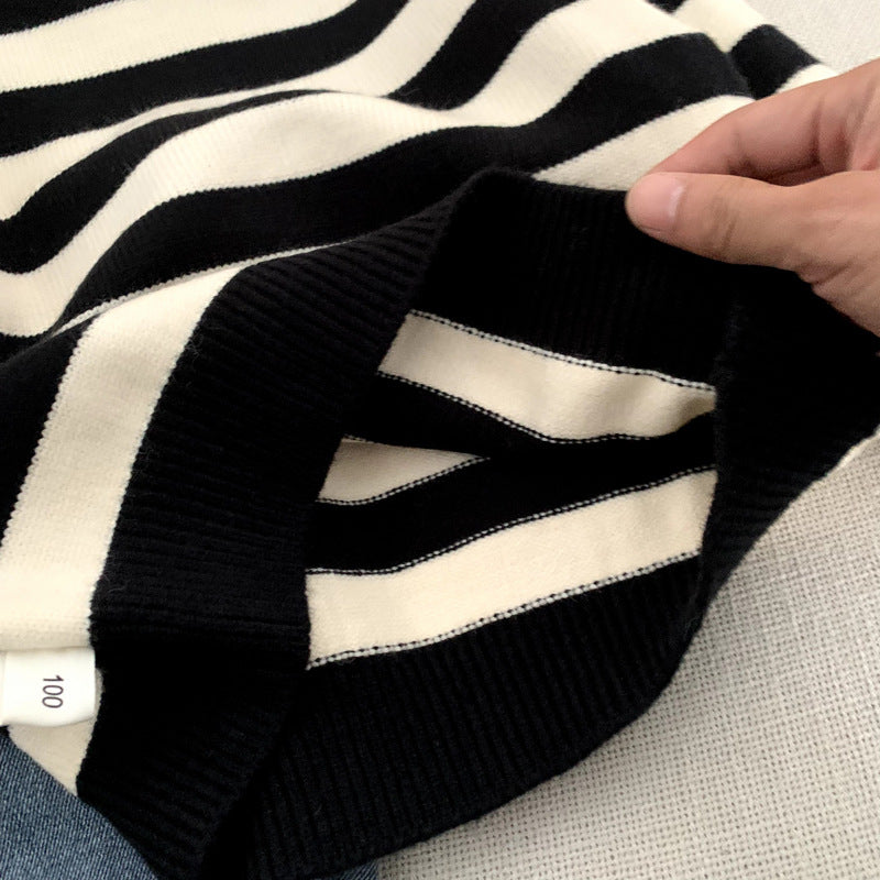 Boys' High-Neck Striped Sweater