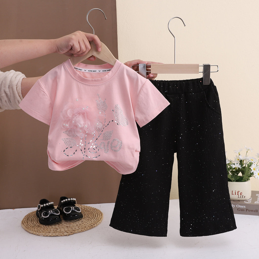 Summer clothing for baby girls and children summer two-piece set