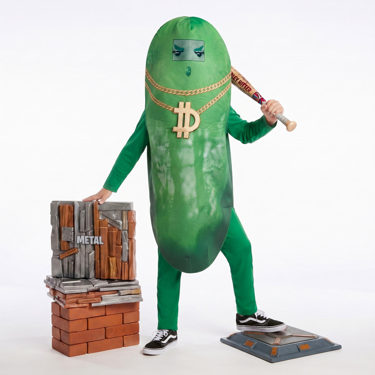 Halloween Fortnite Pickle Rick Cosplay Costume Kids Party Stage Performance Outfit