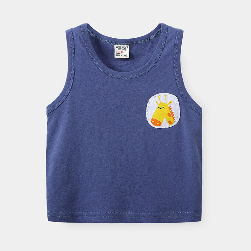 Sleeveless Vest T-Shirt Summer Kids Clothing Thin Style for 1-3 Years Old Toddler Tops Wholesale