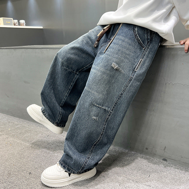 Boys' Casual  Straight-Leg Jeans - Relaxed Fit for Older Kids