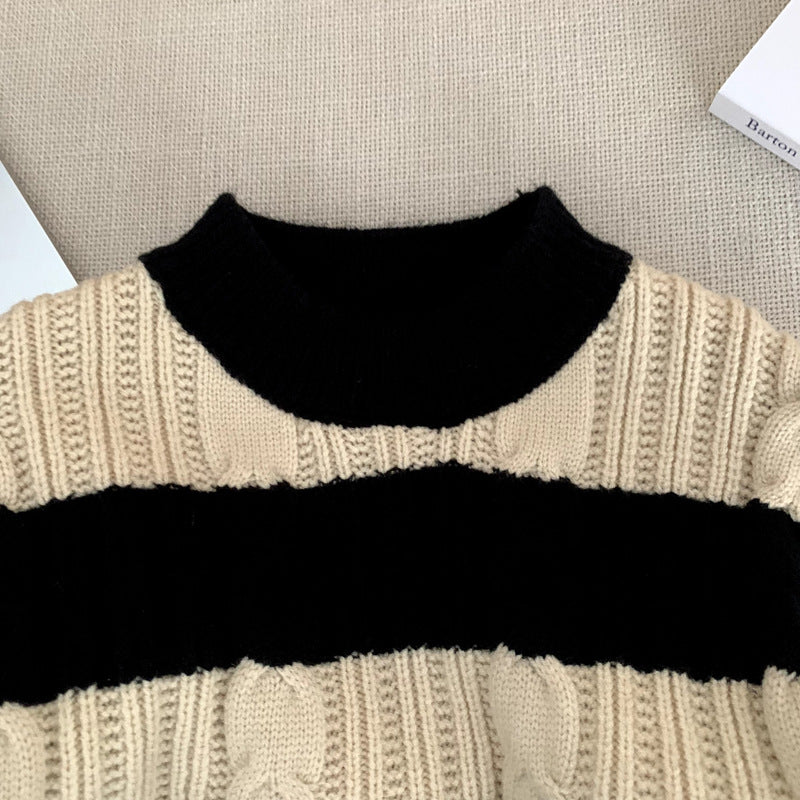 Striped Knitted Sweater for Girls in Winter