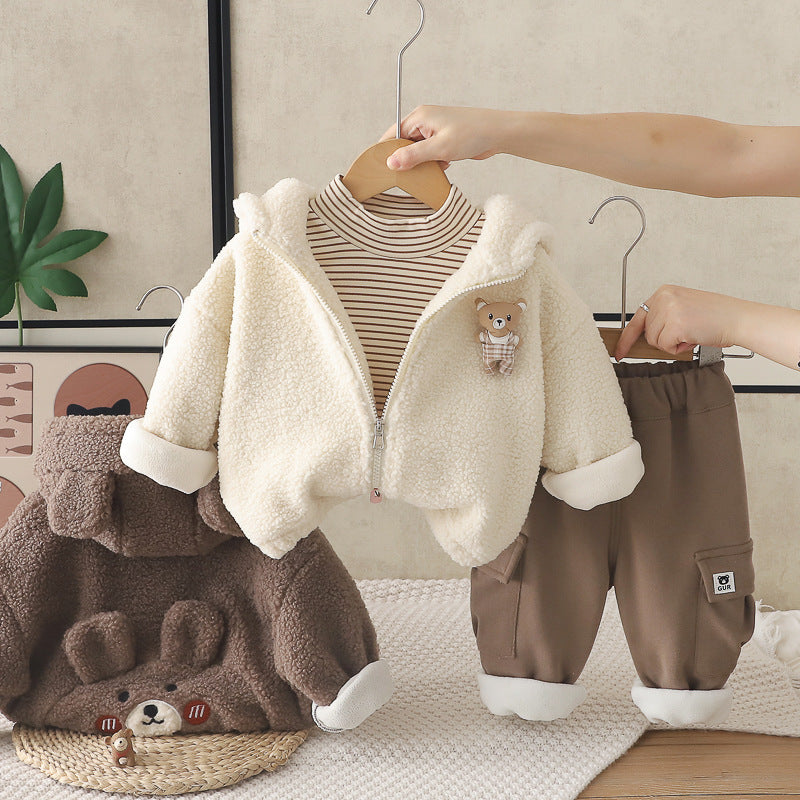 Boys' Striped Bear 3-Piece Winter Set