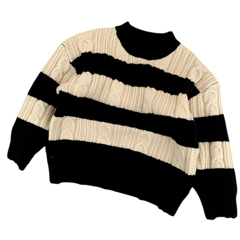 Striped Knitted Sweater for Girls in Winter